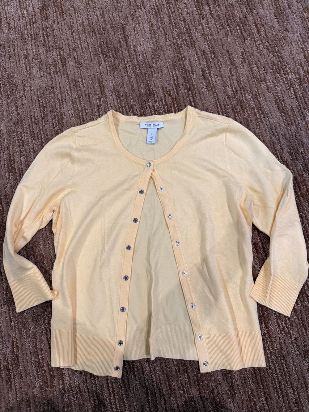 White House Black Market Pale Yellow Button-Front Cardigan